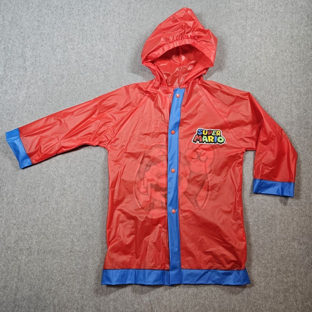 Super Mario Brothers Childrens Raincoat Red Jacket Youth Large
